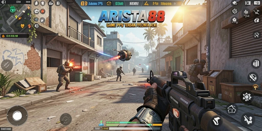 Tangkapan layar gameplay ARISTA88 menampilkan aksi seru dalam pertempuran FPS.