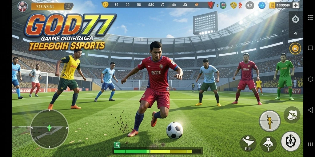 Tampilan screenshot menggambarkan aksi seru dalam permainan olahraga.