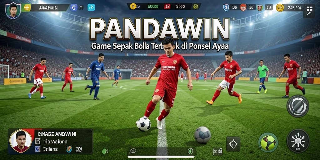 Gameplay seru PANDAWIN dengan aksi sepak bola yang mendebarkan.