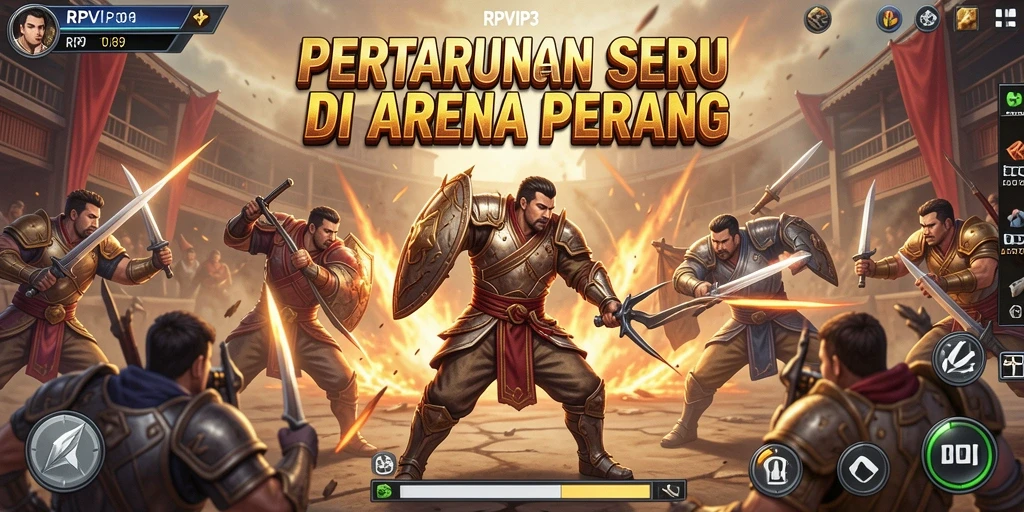 Gameplay RPVIP3 yang menegangkan di arena pertempuran.